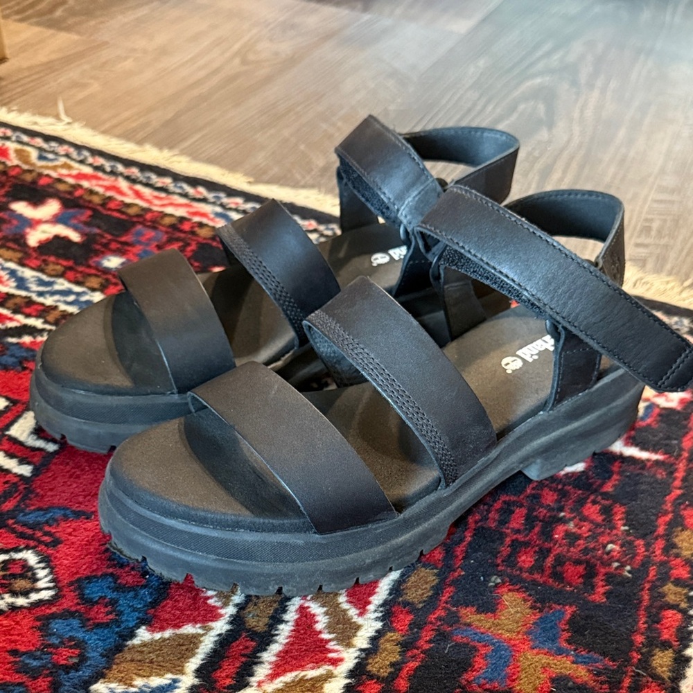 Timberland Black Triple Strap Sandals